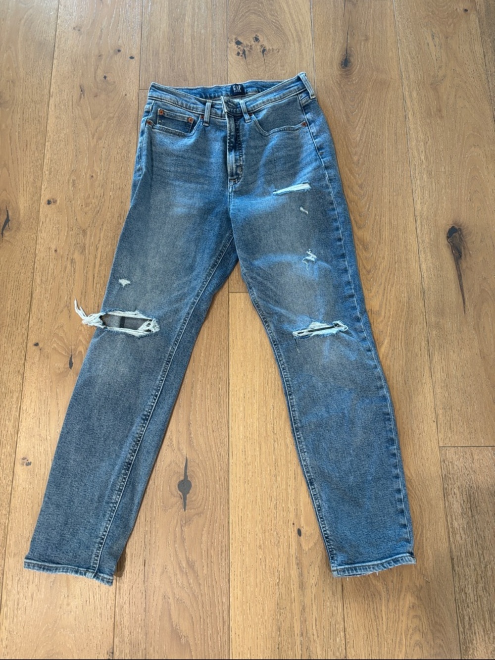 GAP Denim Blue and White Mom Jeans